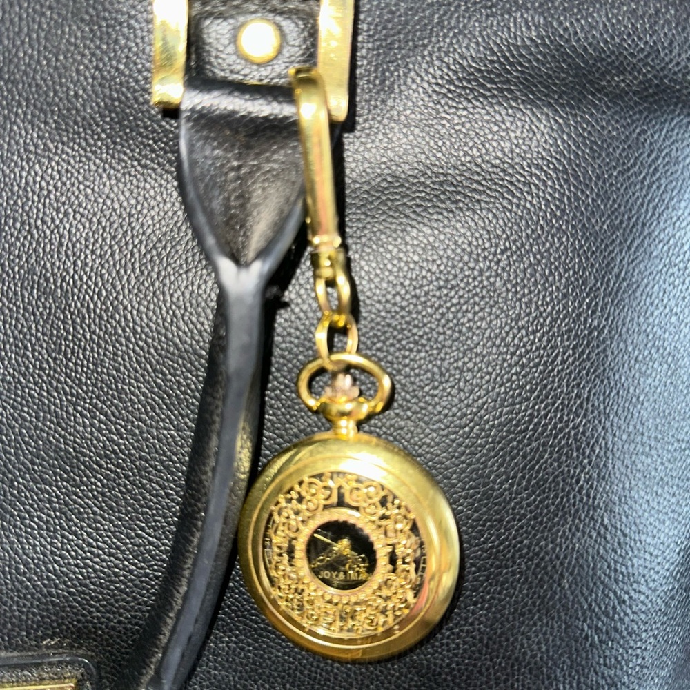 Joy & Iman Black Tote with Gold Charm - Picture 4 of 4